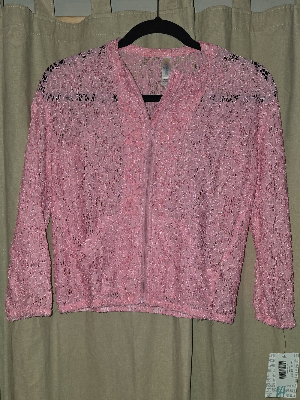 LuLaRoe Pink Lace Kids Bomber Jacket